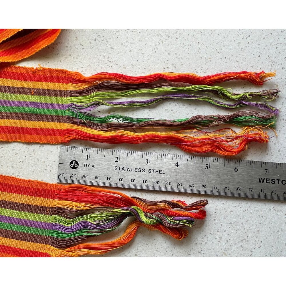 Guatemalan Sash Belt Multicolor 76" Handwoven Boho Gift OJ Red Brown Green Pink - Picture 7 of 7